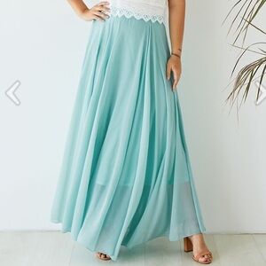 CHICWISH Timeless Favorite Chiffon Maxi Skirt in Mint Size large